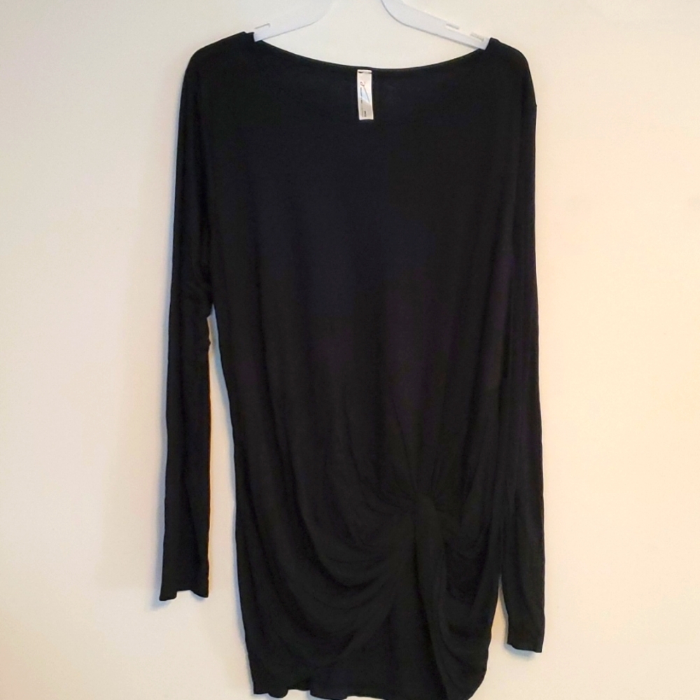 Black Long Sleeve Knot Top
